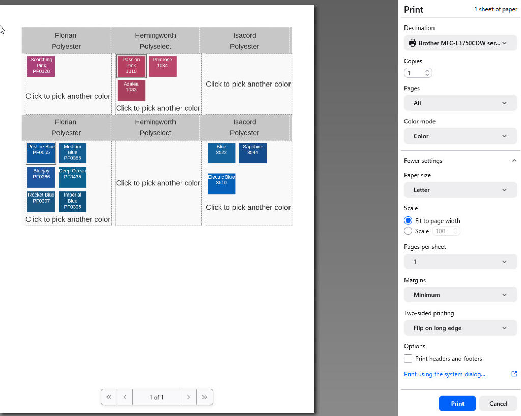 Print Embroidery Thread Converter Results by ThreadSplash.com